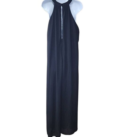 LYANER Size Large Black Women's Halter Neck Sleeveless Chiffon Wide Leg Long Pan - Picture 2 of 7